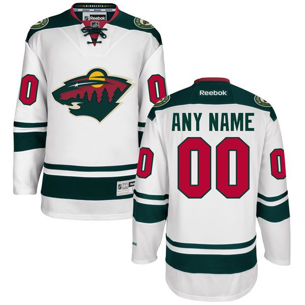 Men Minnesota Wild Reebok White Custom Away Premier NHL Jersey->->Custom Jersey